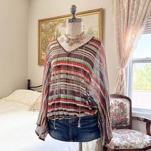 striped boho top  Y2K Sanctuary striped knit top size large